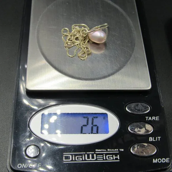 16" Sterling Silver Simple Style Drop Pearl Necklace Vintage - Picture 6 of 6